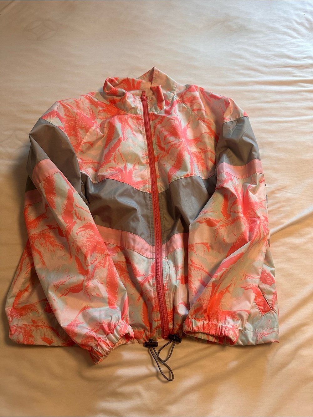 Monrow Coral & Gray Printed Bomber Jacket